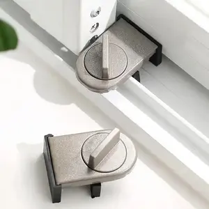 2-Pack Sliding Door & Window Lock, Anti-Theft Security Lock, No-Drill Installation, Pet Safety Protection Lock, Double-Sided Fixing Anti-Pinch Design, Suitable for Sliding Windows & Patio Doors, Ideal for Home & Office Use, Hardware