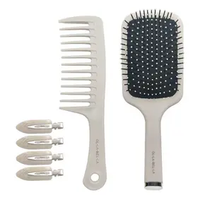 Olla Bella Knot Today Kit - Includes Paddle Brush, Detangle Brush & 4 Creaseless Sectioning Clips for Smooth Styling