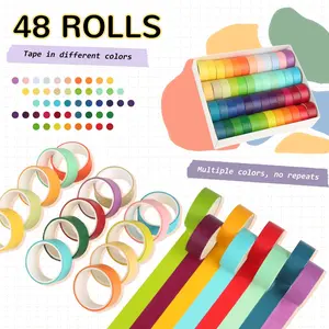 48 Rolls Colourful Tape Set,Rainbow Colour Masking Tape,DIY Craft Decorative Paper Tape,Suitable for Scrapbooking,Crafts,Art Labeling,Painter Planner