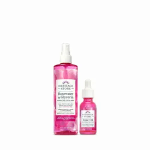 Heritage Store Iconic Hydration Set - 12oz Rosewater & Glycerin Mist + Rose Oil