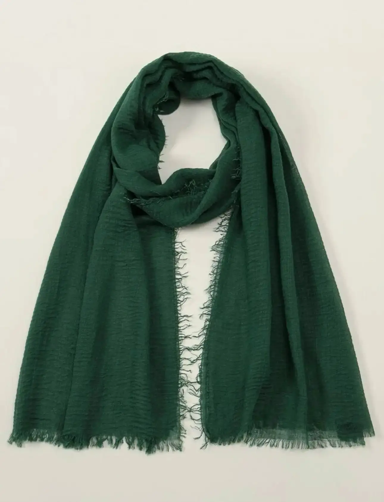 Crinkle Cotton Scarf | Emerald Green - Soft Fabric, Ideal for Cold Weather, Versatile Use Crinkle Cotton Scarf | Emerald Green - Soft Fabric, Ideal for Cold Weather, Versatile Use