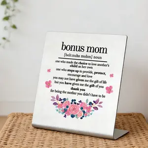 Bonus Mom Gifts for Stepmom, Mother's Day & Birthday Presents, Heartfelt Desk Decoration, Desk Sign for Adopted/multiple Moms From Kids, Desktop Decor