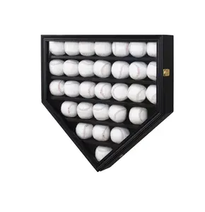 Baseball display frame shell, baseball shadow box, wall cabinet, baseball stand, suitable for 30 balls display, with lockable anti-fading UV-protected acrylic door, suitable for Homerun and collector signature balls, black