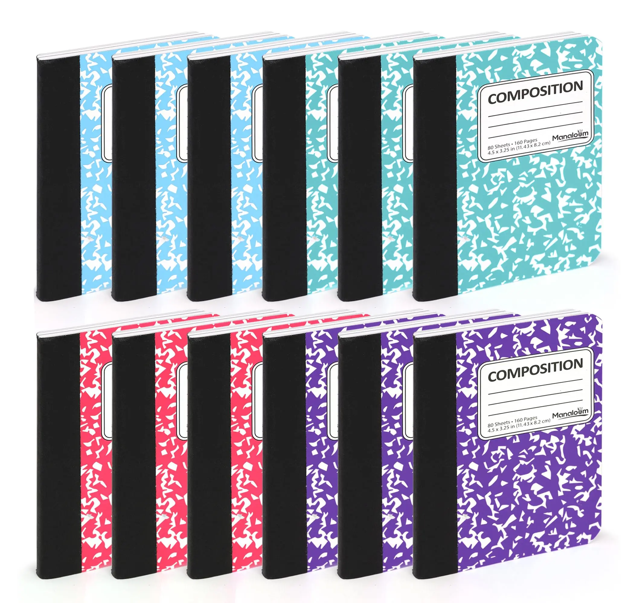 Mini Composition Notepads, Cute Small Pocket Notebook for Kids, Students, College, Office, Journal Notebooks - 4 Pastel Colors - 4.5 x 3.25 inch - 80 Sheets Per Book