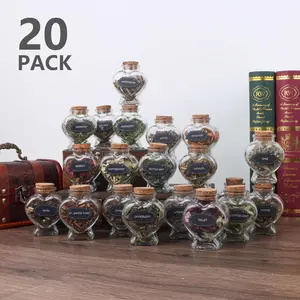 Manifest Love 20-Piece Organic Spell Jar Kit Heart Bottles & Herbs Perfect Gift for Her Home Decoration Soap Making Witch Sets Pagan Rituals Versatile Set