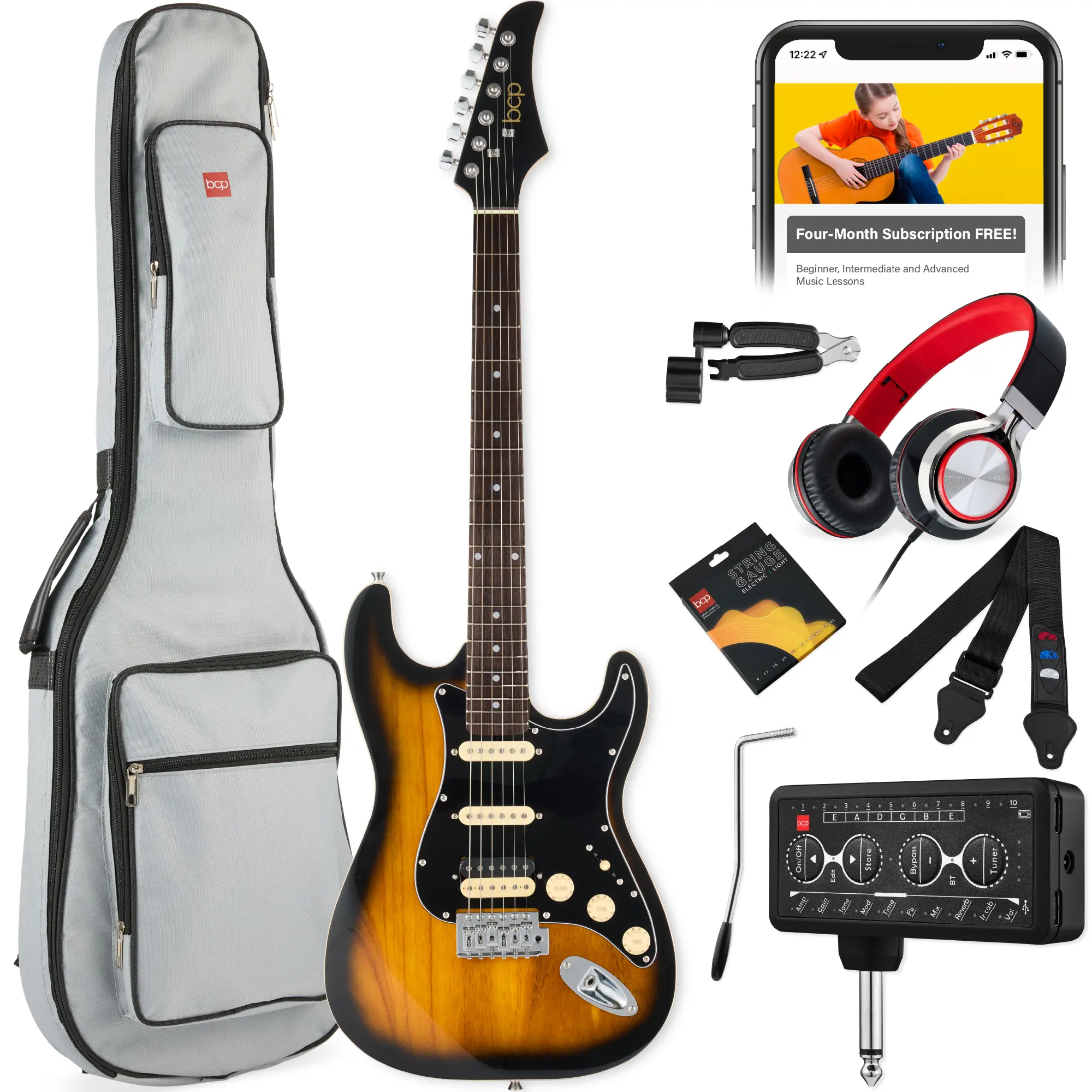 Best Choice Products Beginner Electric Guitar Kit w/ Headphone Amp, Padded Gig-Bag, Headphones Best Choice Products Beginner Electric Guitar Kit w/ Headphone Amp, Padded Gig-Bag, Headphones