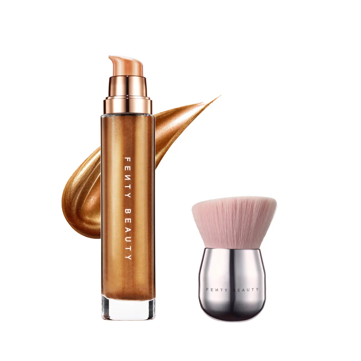 Fenty Beauty Body Glow Essentials: Body Lava Body Luminizer + Face & Body Kabuki Brush 160 Fenty Beauty Body Glow Essentials: Body Lava Body Luminizer + Face & Body Kabuki Brush 160