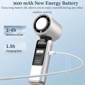 Violent Turbine Handheld Ice Pack Fan, Digital Display Speed Control 199 Levels, Summer Cooling Foldable Refrigerator Fan