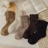 Women's Classical Mid-Calf Polyester Knitting Socks - Simple, Casual, Minimalist, Cozy, Soft, Warm Basic Solid Underwear for Fall & Winter Everyday Wear, Ideal Gifts for Women