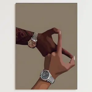 Afrocentric Black Couple Holding Hands Unframe-Style Wall Art Poster - Waterproof, High-DPI Artistic Photo, African American Home Decor, Kitchen/Wardrobe Decoration, Paintings with Protective Box