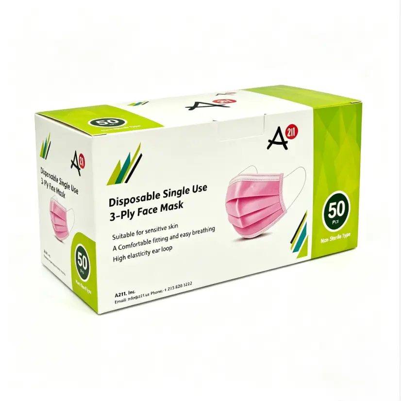 Basic Cotton Disposable Face Masks, 3-Ply Plain Breathable Non-Medical Design for School, Work & Home - 50 Pack, Office, 50Pcs Per Box, Daily, Breathable Design, Disposable Earloop, Adults, All Seasons, 50 Pcs, Unisex, Outdoor Activities, Single Use