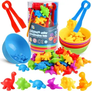 Counting Dinosaur Matching Toys with Sorting Bowls, Montessori Preschool Educational Sensory Toy for Color Sorting & Fine Motor Skills – Christmas Gift for Kids Age 3–5 Boys & Girls