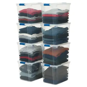 Homz 112 Quart Heavy Duty Clear Plastic Stackable Storage Containers, 8 Pack