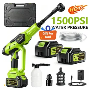 【FathersDayGift】KEPEAK 1500PSI Cordless Portable Power Washer 21V, 200W High Pressure Water Cleaner with 13000mAh Battery, Adjustable 6-in-1 Nozzle & Foam Bottle,for Valentine’s Day Gift SummerVibes