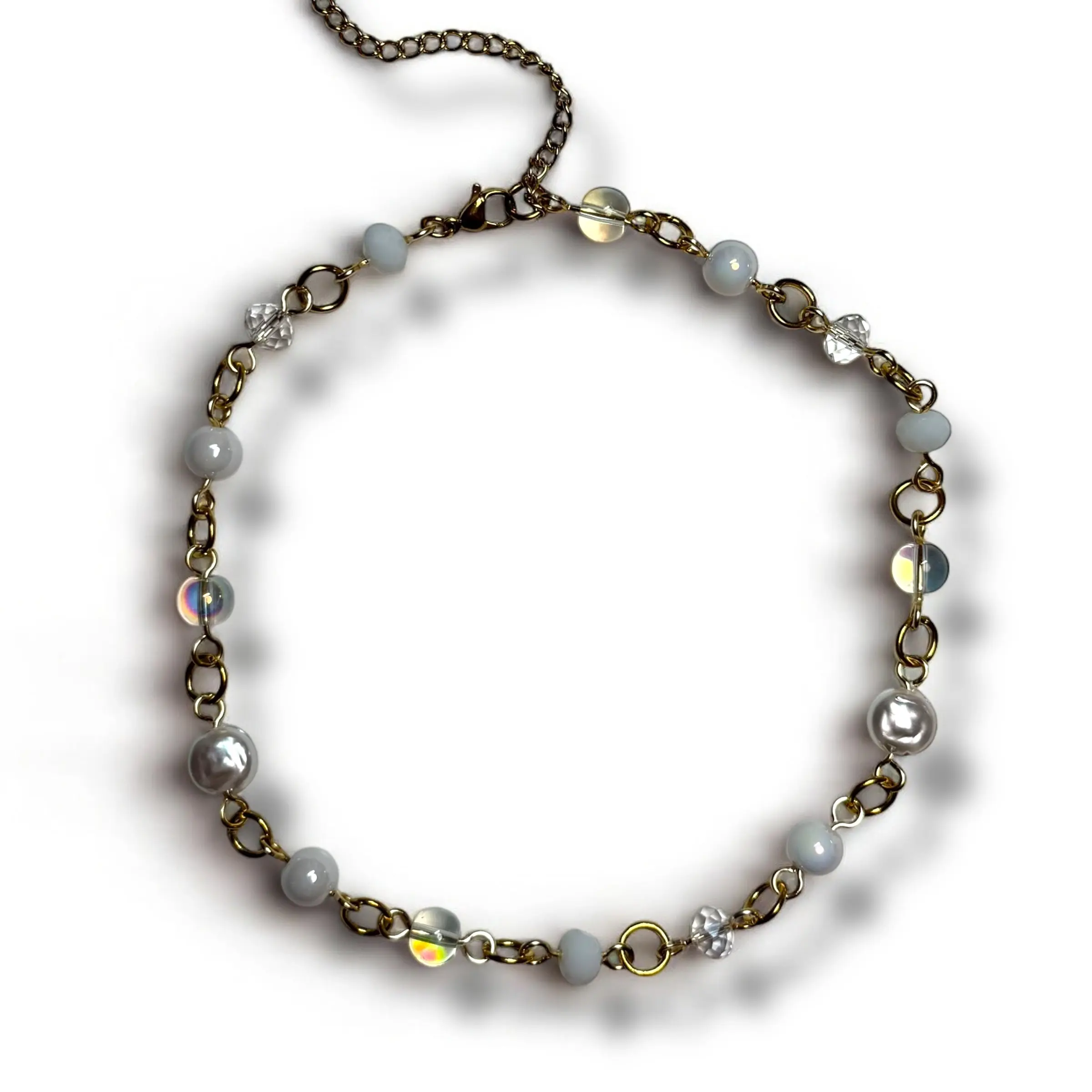 Siren Beaded Necklace Stainless Stainless Steel Glass Beads 14-17"
