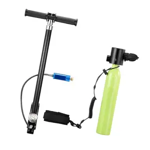 0.5L Portable Scuba Tank, Reusable Underwater Breathing Diving Cylinder with 10-Minute Dive Time, Emergency Rescue Pony Bottle Including Pump, Bag, Lanyard for Snorkeling