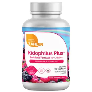 Zahler Kidophilus Plus Probiotic Formula for Kids 1 Billion CFUs Berry Flavor 90 Chewable Tablets Certified Kosher US Made - Healthy