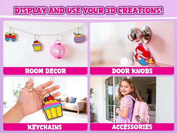 JoyCat Art Kit- 3D DIY Foam Texture Painting Kit, Unicorn & Princess Magic Puffy Paint Kit, Stocking Stuffers, Craft Kits for Kids, Easter Christmas Gift for Girls & Boys