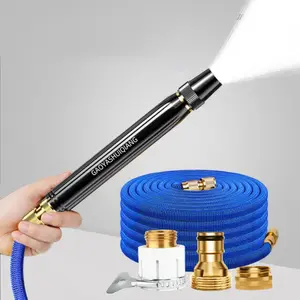 Household car wash water gun water pipe joint set, Car wash accessory, Pressure Washer Accessories, garden cleaning hose showerhead, with 98.43 inch hose, flushing nozzle telescopic pipe faucet, no battery required
