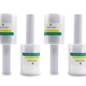 4Pack Industrial Mini Clear Stretch Wrap with Handle 5" 1000ft 80 Gauge for Pallet Wrap, Durable Self-Adhering Plastic Wrap for Packing, Moving, Heavy Duty