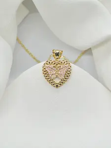 Elegant Heart Butterfly Necklace with Synthetic Zircon, Hollow Design, Perfect for Women, Parties, Special Occasions, Valentine's Day Gift, Heart Shaped Necklace