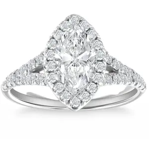 Certified 1.50Ct Marquise Diamond Engagement Ring 14k White Gold Lab Grown