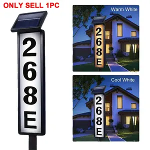 Solar-Powered House Number Light,Ground-Inserted Lawn Lamp,Outdoor Lighting,No Wiring Required,Automatically Lights Up at Night,Adjustable White/Warm Light,Address Plaque,Suitable for Homes,Mailboxes,Commercial Areas,Outdoor Garden,Solar Lighted-IP44