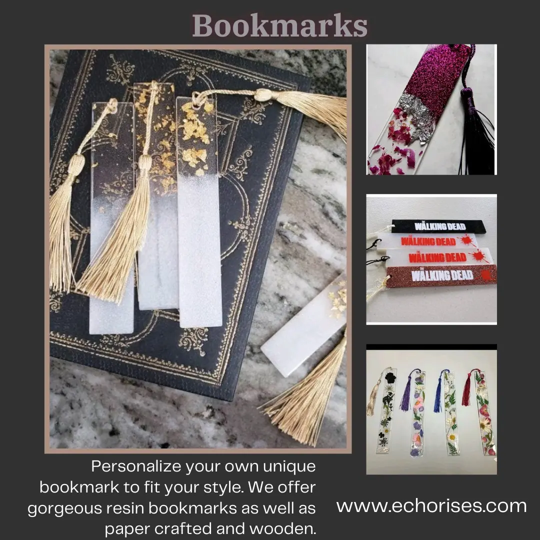 Echo Rises Custom Resin Bookmarks with Tassels and Adornments