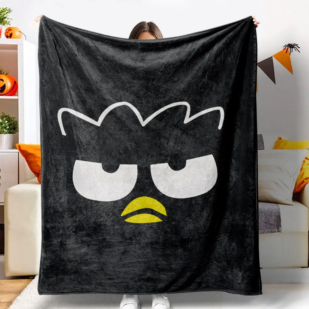 1pc Hello Kitty & Badtz-Maru Character Graphic Blanket - Ultra-Soft Flannel All-Season Lightweight Throw, Whimsical Cartoon & Illustrated Character Design, Multi-Use for Bed/Sofa, Giftable (30x40in, 60x80in), Character Graphic Blankets, Illustrated Charac