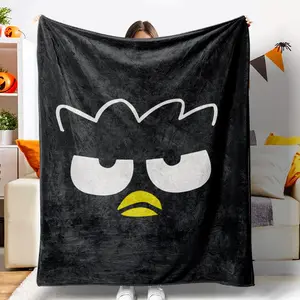1pc Hello Kitty BADTZ-MARU Anime Blanket- Ultra-Soft Flannel All-Season Lightweight Throw, & Cute Character Design with Iconic Hello Kitty Face& BADTZ-MARU Text, Multi-Use for Bed, Sofa, Suitable as a gift sizes 60*80,30*40