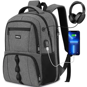 kadliong Gray 15 Inch Laptop Backpack with USB Charging, Multi-Compartment Storage & Ergonomic Straps, Unisex for School, Work & Travel