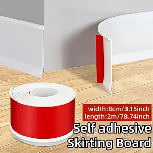 2mx8cm Soft PVC Skirting Board, Flexible Baseboard Trim, Self-Adhesive Flexible Substrate Molding Decoration Piece, Decorative Wall Base, Interior