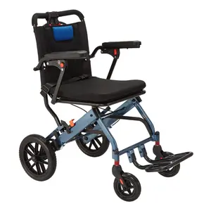 【GARVEE】Portable Folding Wheelchair with Handbrake, Ultra-Light Design, 16in Seat Width, 8in PVC Rear Wheels, Ideal for Travel and Everyday Mobility Assistance