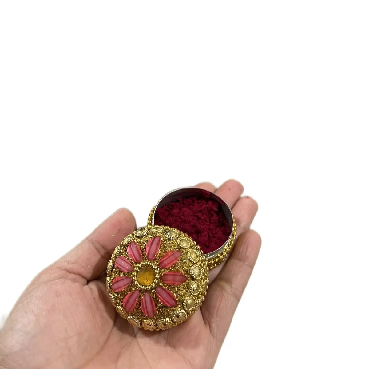 Traditional Sindoor Box Organizer with Tikka Storage, Forehead Color Compartments for Home Cosmetic & Beauty Product Organization, With Compartments