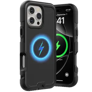 Magnetic Case for iPhone 16 15 14 Pro Max, Military-Grade Drop Protection, Shock-Absorbing Rugged Bumper Cover, Compatible with MagSafe, Shockproof Case