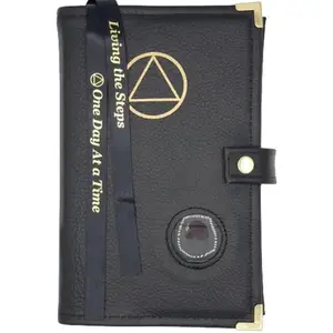 G006. AA DOUBLE Book Cover, Real LEATHER, AA Hardcovers.  AA Symbol. 2 Colors.