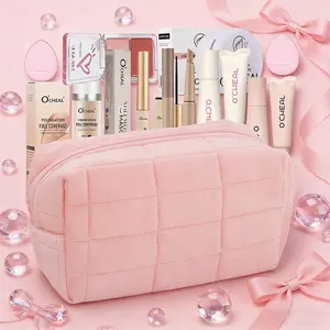 10 Piece Romantic Cosmetic Makeup Set Kit, All-in-One Makeup Bag, Foundation, Setting Powder, Color Shift Blush, Lip Gloss, Lash Primer, Contour Stick & Sponge, Gift for Valentine‘s Christmas Women‘s Day