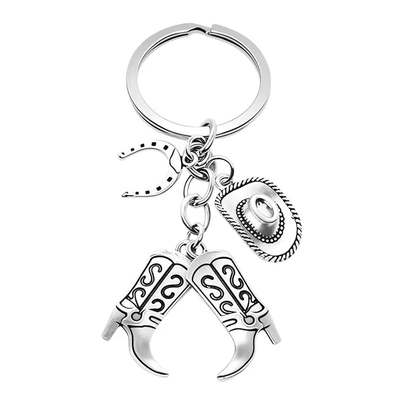 Personalized Western Cowboy Keychain - Boot-Shaped Design, Horseshoe Accent, Bag Charm Keychain, Custom Accessory for Bag Pendant, Custom Keychains