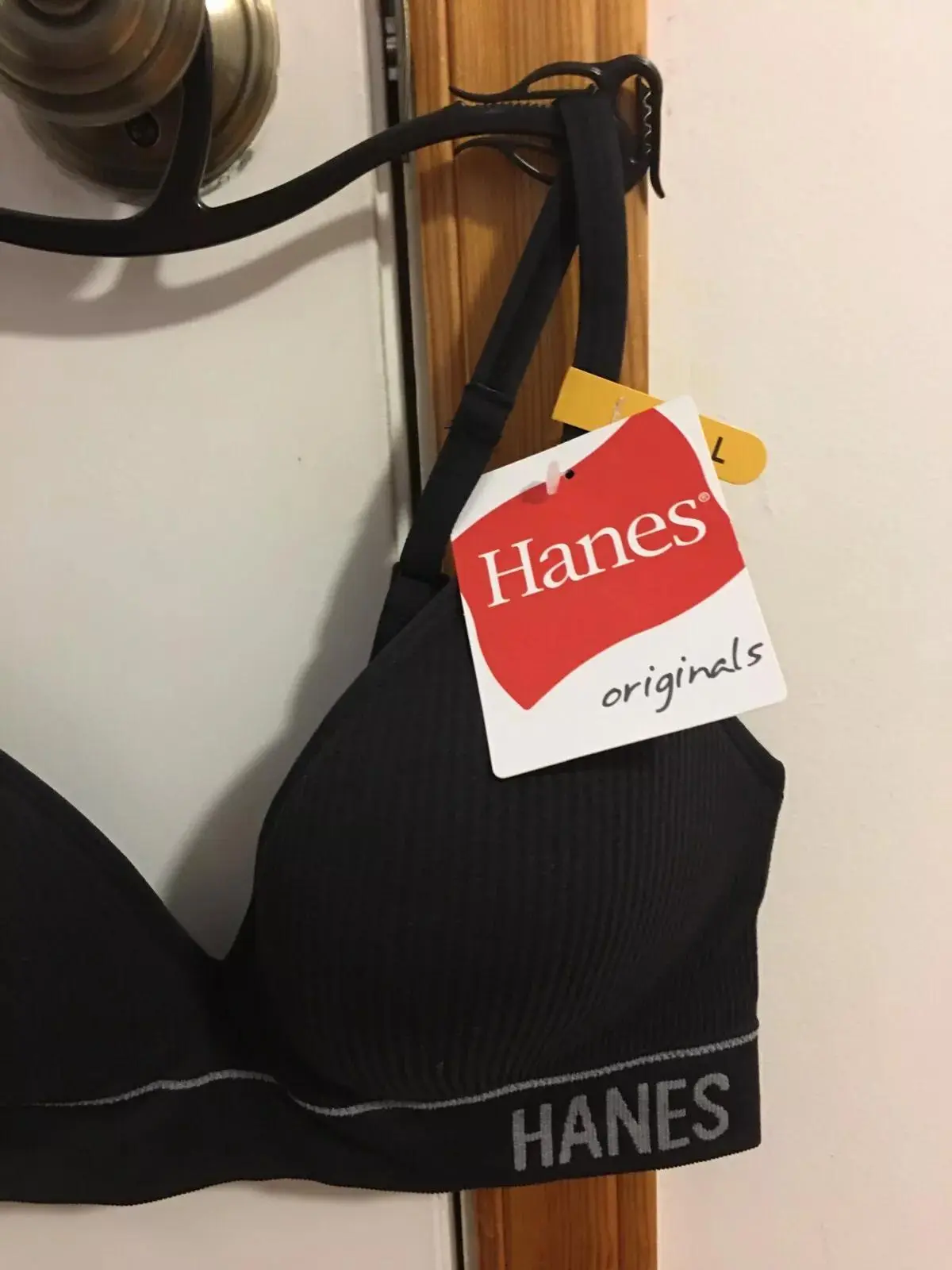 b'NEW WOMEN SIZE LARGE HANES ORIGINALS RIB CONTOUR COMFORTFLEX FIT BRALETTE'