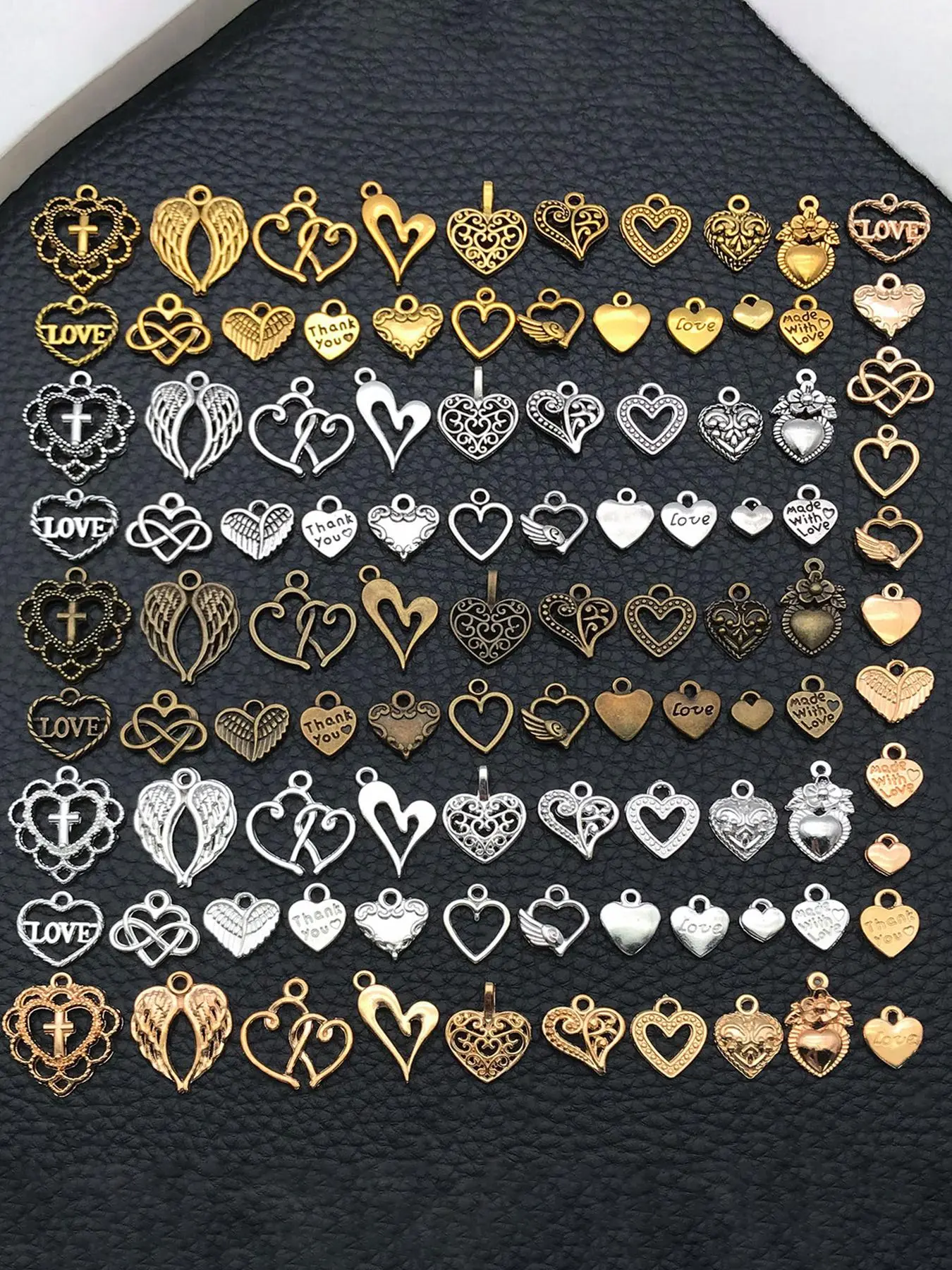 Heart Shaped Charms, Vintage Metal Love Heart Pendant for Jewelry Making, DIY Earrings Necklace Supplies Accessories, DIY Jewelry Decoration, DIY Pendants