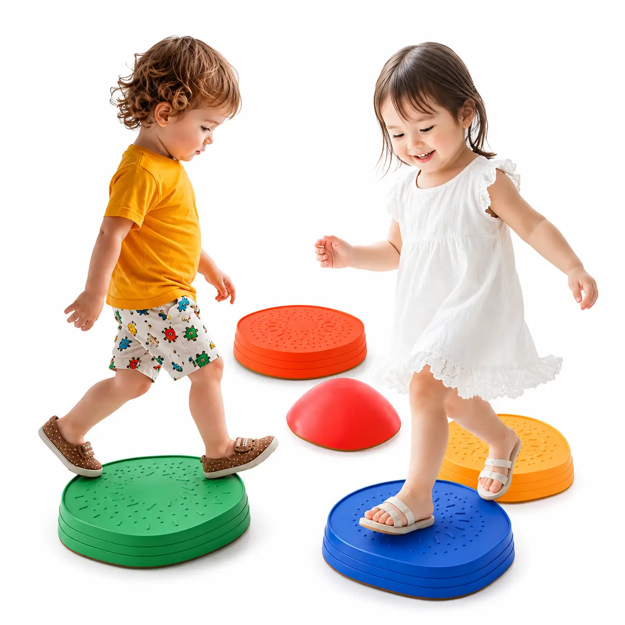 Non-slip Balance Training Boards, 5 Counts/set Colorful Balance Stepping Stones for Indoor & Outdoor, Coordination Training Sensory Toys, Outdoor Fun Adventure Games Multifunctional Rubber