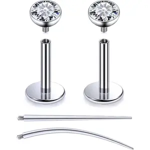F136 Titanium 20/18/16G Internally Threaded Flat  Stud Earrings Nose Rings Lip Labret Medusa Monroe   with Taper for Women Men