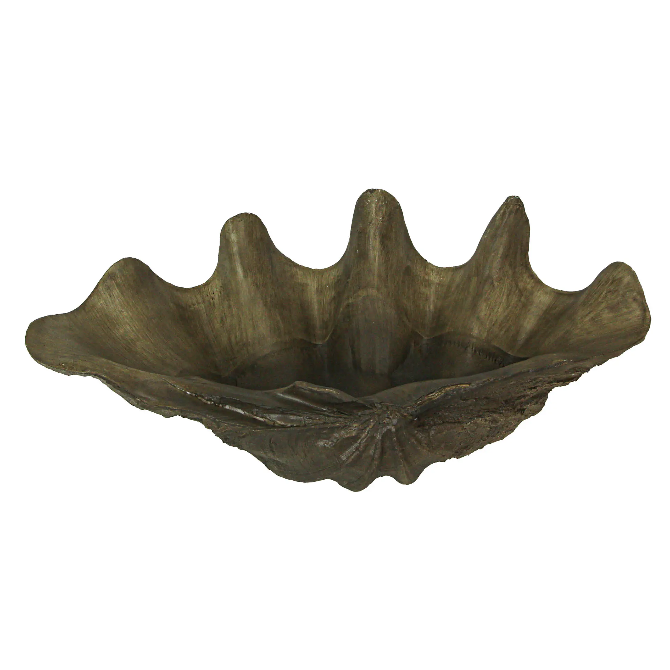 20.25in Giant Clam Shell Bowl - Oyster Gray Resin for Coastal Tables