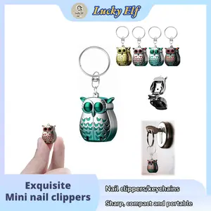Portable Owl Keychain Nail Clipper, New 2-in-1 Foldable Owl Nail Clippers with Nail File, German Professional Stainless Steel Mini Nail Clippers, Unique Owl Keychain Gifts