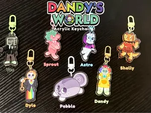 Dandy's World Main Toon Acrylic Keychain (Astro, Sprout, Shelly, Vee, Pebble, Dandy, Dyle), Great For Daily Use Or As Thoughtful Little Gifts For Your Friends And Yourself