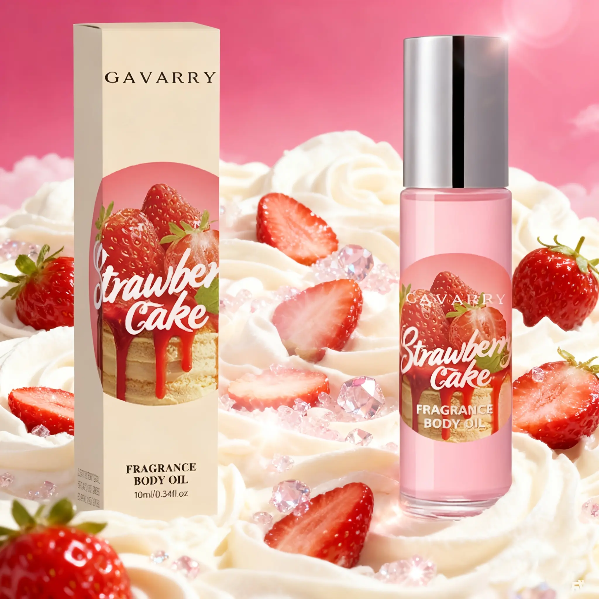 Women's Strawberry Cake Scented Perfume, Long-Lasting Fresh Floral Fragrance, Alcohol-Free Rollerball, Date Night Perfume, Ideal for Dates, Work, Parties, Floral Fruity Scents, Fragrance Perfumes