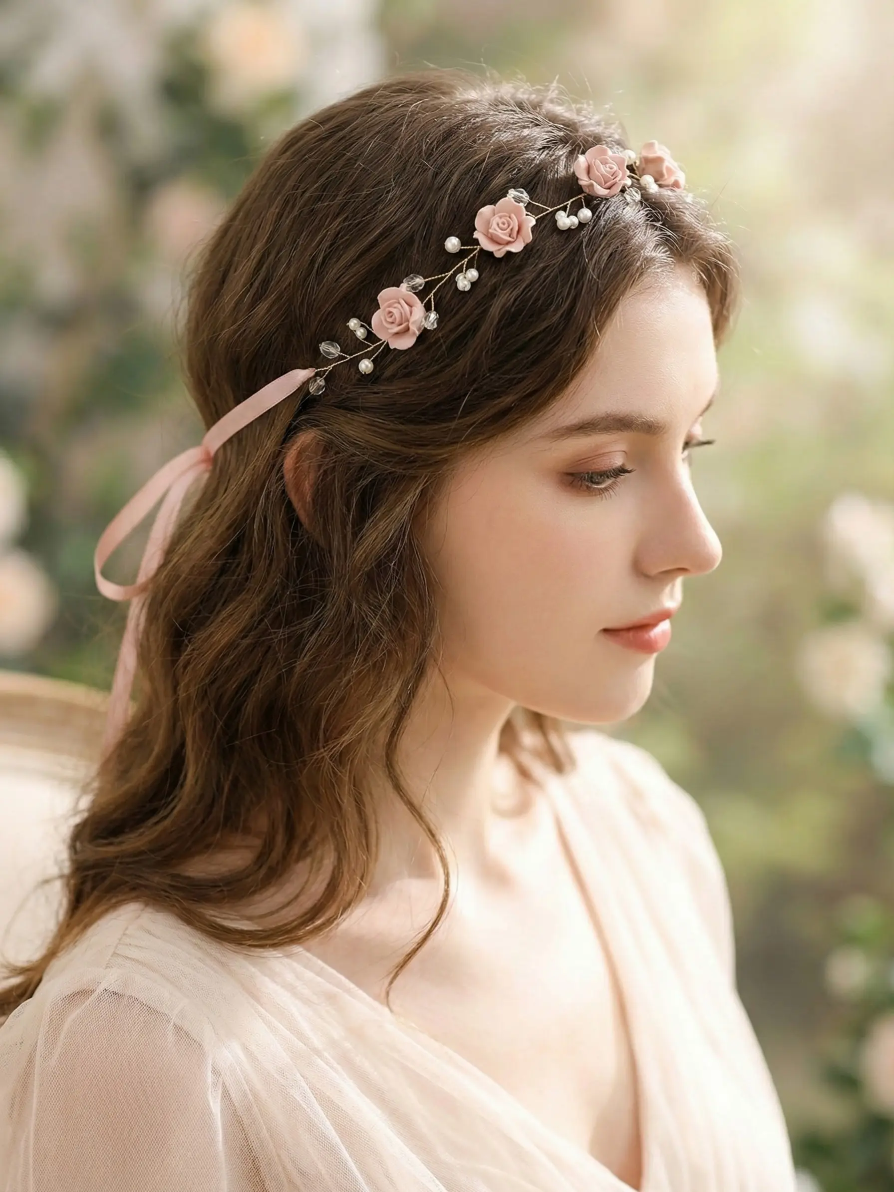 Sweet Cute Floral Bridal Hairband, Outdoor Wedding Bride Headpiece, Bridesmaid Accessory, Adorable Flower Design, Perfect for Weddings, Special