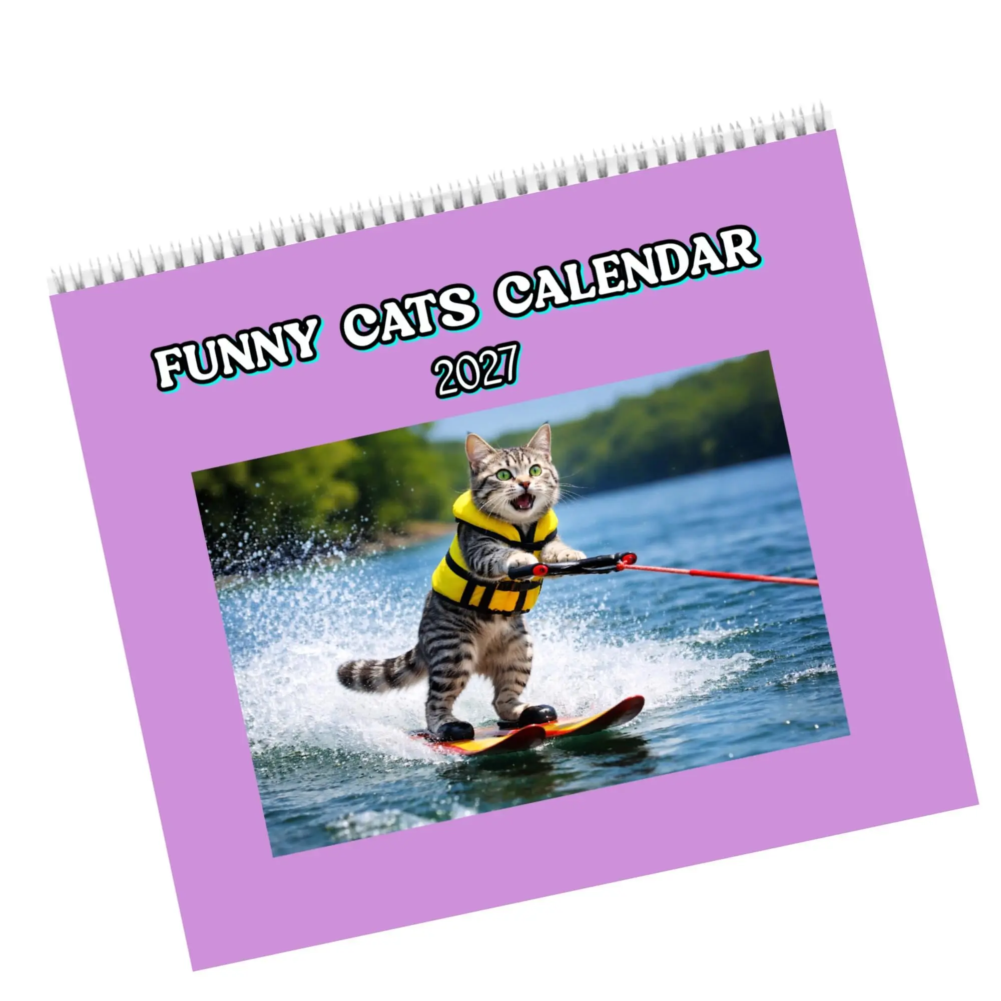 Funny Cats Calendar 2027 Featuring 12 Different Images, Humorous Gift, White Elephant, Spiral Wall Calendar