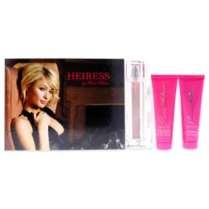 Paris Hilton Heiress Women's Fragrance 4-Pc Gift Set - Citrus Fruity Eau de Parfum with Vetiver Base, 3.4oz EDP Spray, 0.34oz EDP Spray, 3oz Body Lotion (Single Item)