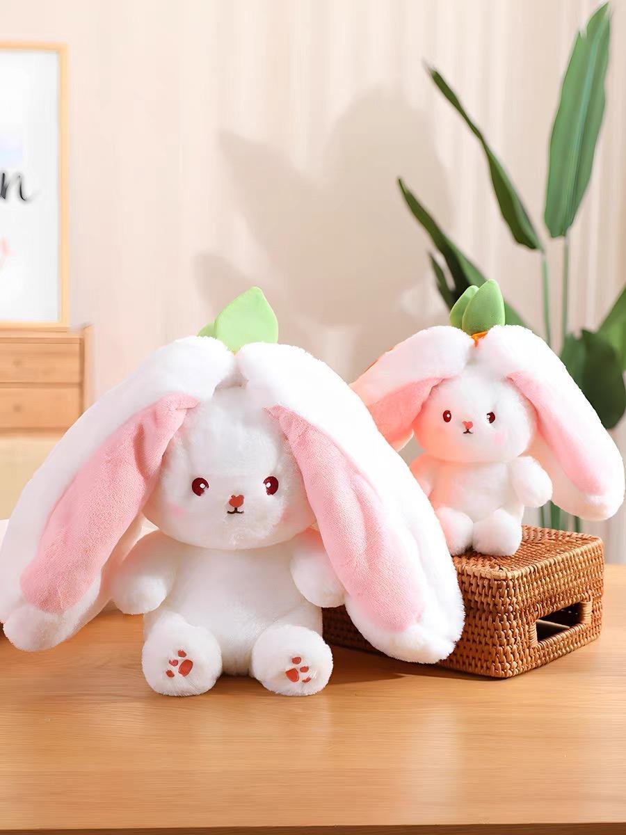 Cute Strawberry Bunny Plush Toy, Soft Kawaii Stuffed Animal, Hug Pillow & Bed Decoration, Furry Friends Plush Doll, Ideal Birthday Gift for Kids & Girls